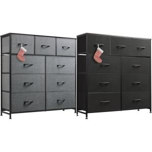 imageWLIVE 2 Sets 9 Drawer Dresser Dresser for Bedroom Closet Hallway Storage Organizer Unit Dressers amp Chests of Drawers with Fabric Bins