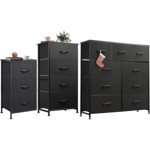 imageWLIVE 3 Drawer 4 Drawer and 9 Drawer Dresser Set Dresser for Bedroom Closet Hallway Storage Organizer Unit Dressers amp Chests of Drawers Charcoal Black