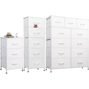 imageWLIVE 3 Drawer 5 Drawer and 11 Drawer Dresser Set Dresser for Bedroom Closet Hallway Storage Organizer Unit Dressers amp Chests of Drawers White