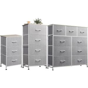 imageWLIVE 3 Drawer Dresser 4 Drawer and 9 Drawer Dresser Set Dresser for Bedroom Closet Hallway Storage Dresser Organizer Unit Dressers amp Chests of Drawers Light Grey