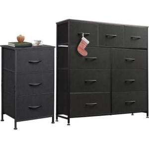 imageWLIVE 3 Drawer and 9 Drawer Dresser Set Dresser for Bedroom Closet Hallway Storage Organizer Unit Dressers amp Chests of Drawers with Fabric Bins Charcoal Black