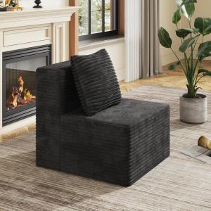 imageWLIVE 35 Boneless Chair for Living Room Bean Bag Chair for Adults with Pillows Comfortable Floor Chair Beige SingleBlack