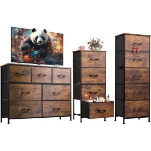 imageWLIVE 4 Drawer Dresser 5 Drawer and 7 Drawer Dresser Set Dresser for Bedroom Closet Hallway Storage Dresser Organizer Unit Dressers amp Chests of Drawers Rustic Brown Wood Grain Print