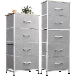imageWLIVE 4 Drawer Dresser and 5 Drawer Dresser Set Dresser for Bedroom Closet Hallway Storage Dresser Organizer Unit Dressers amp Chests of Drawers with Fabric Bins Light Grey