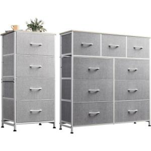 imageWLIVE 4 Drawer Dresser and 9 Drawer Dresser Set Dresser for Bedroom Closet Hallway Storage Dresser Organizer Unit Dressers amp Chests of Drawers with Fabric Bins Light Grey