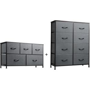 imageWLIVE 5 Drawer Dresser and 8 Drawer Dresser Set Storage Tower Organizer Unit for Bedroom Hallway Entryway