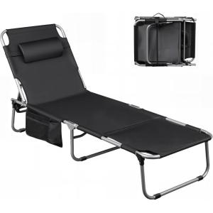 imageWLIVE Beach Lounge Chair for Adults 4Position Folding Tanning Chairs with Face Hole 2 Legs Support Portable Outdoor Chair for Beach Pool RedBlack