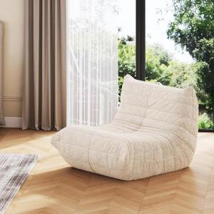 imageWLIVE Bean Bag Chair for Adults Teddy Fleece Togo Chair Giant Memory Foam for Living Room and Bedroom Single BrownBeige