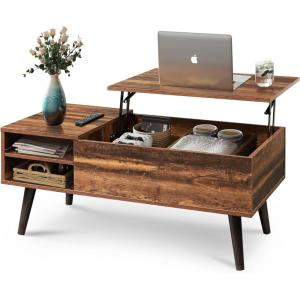 imageWLIVE Coffee Table for Living Room Lift Top Coffee Table with StorageSmall Modern Living Room Table with Adjustable Shelf and Storage CompartmentWood Rustic Brown