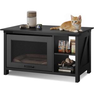 imageWLIVE Coffee Table with Storage Modern Coffee Table with Flipup Door 2in1 Center Table Cat House Furniture for Living Room Home Black
