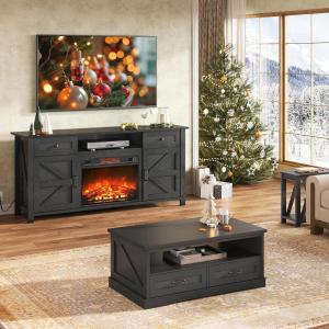 imageWLIVE Electric Fireplace TV Stand Farmhouse TV Console with Storage for Living Room