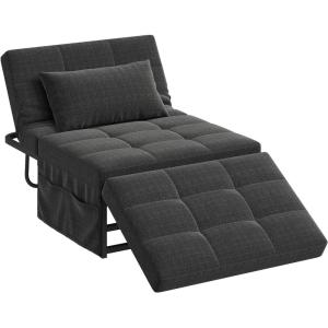 imageWLIVE Folding Ottoman Sleeper Chair 4in1 MultiFunction Convertible Sofa Bed Foot Rest with Adjustable Back for Living Room Dark GreyDark Grey