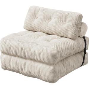 imageWLIVE Futon Sofa Bed Floor Chair with Adjustable Backrest Bean Bag Bed for Adults with Armrest Pillow Low Profile for Living Room Reading Bedroom Single BeigeBeige