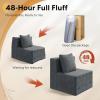 imageWLIVE 32 Middle Sofa Seat of Cloud Sectional Couches for Living Room Boneless Armless Chair Memory Foam Corduroy Black 32Grey