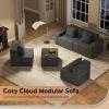 imageWLIVE 32 Middle Sofa Seat of Cloud Sectional Couches for Living Room Boneless Armless Chair Memory Foam Corduroy Black 32Grey