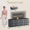imageWLIVE 755 Black Dresser for Bedroom TV Stand for 65 75 80 85 Inch TV 12 Drawer Long Fabric Dresser with Wood Top Wide Entertainment Center Storage Chest for Living Room ClosetDark Grey