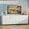 imageWLIVE 755 Black Dresser for Bedroom TV Stand for 65 75 80 85 Inch TV 12 Drawer Long Fabric Dresser with Wood Top Wide Entertainment Center Storage Chest for Living Room ClosetWhite