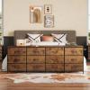imageWLIVE 755 Black Dresser for Bedroom TV Stand for 65 75 80 85 Inch TV 12 Drawer Long Fabric Dresser with Wood Top Wide Entertainment Center Storage Chest for Living Room ClosetRustic Brown