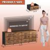 imageWLIVE 755 Black Dresser for Bedroom TV Stand for 65 75 80 85 Inch TV 12 Drawer Long Fabric Dresser with Wood Top Wide Entertainment Center Storage Chest for Living Room ClosetRustic Brown