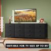 imageWLIVE 755 Black Dresser for Bedroom TV Stand for 65 75 80 85 Inch TV 12 Drawer Long Fabric Dresser with Wood Top Wide Entertainment Center Storage Chest for Living Room ClosetBlack