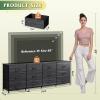 imageWLIVE 755 Black Dresser for Bedroom TV Stand for 65 75 80 85 Inch TV 12 Drawer Long Fabric Dresser with Wood Top Wide Entertainment Center Storage Chest for Living Room ClosetCharcoal Black Wood Grain Print