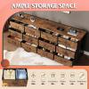 imageWLIVE 755 Black Dresser for Bedroom TV Stand for 65 75 80 85 Inch TV 12 Drawer Long Fabric Dresser with Wood Top Wide Entertainment Center Storage Chest for Living Room ClosetRustic Brown