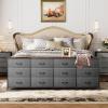 imageWLIVE 755 Black Dresser for Bedroom TV Stand for 65 75 80 85 Inch TV 12 Drawer Long Fabric Dresser with Wood Top Wide Entertainment Center Storage Chest for Living Room ClosetDark Grey