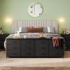 imageWLIVE 755 Black Dresser for Bedroom TV Stand for 65 75 80 85 Inch TV 12 Drawer Long Fabric Dresser with Wood Top Wide Entertainment Center Storage Chest for Living Room ClosetBlack