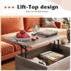 imageWLIVE Coffee Table Lift Top Coffee Table with 2 Drawers Large Hidden Compartment and Open Storage Shelf Lift Tabletop Dining Table for Living Room EspressoGreige