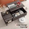 imageWLIVE Coffee Table Lift Top Coffee Table with 2 Drawers Large Hidden Compartment and Open Storage Shelf Lift Tabletop Dining Table for Living Room EspressoAgrey