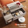 imageWLIVE Coffee Table Lift Top Coffee Table with 2 Drawers Large Hidden Compartment and Open Storage Shelf Lift Tabletop Dining Table for Living Room EspressoGreige