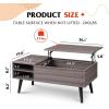 imageWLIVE Coffee Table Lift Top Coffee Table with 2 Drawers Large Hidden Compartment and Open Storage Shelf Lift Tabletop Dining Table for Living Room EspressoAgrey