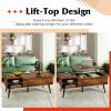 imageWLIVE Coffee Table Lift Top Coffee Table with 2 Drawers Large Hidden Compartment and Open Storage Shelf Lift Tabletop Dining Table for Living Room EspressoRetro Brown
