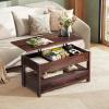 imageWLIVE Coffee Table Lift Top Coffee Table with 2 Drawers Large Hidden Compartment and Open Storage Shelf Lift Tabletop Dining Table for Living Room EspressoEspresso