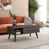 imageWLIVE Coffee Table Lift Top Coffee Table with 2 Drawers Large Hidden Compartment and Open Storage Shelf Lift Tabletop Dining Table for Living Room EspressoAgrey