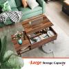 imageWLIVE Coffee Table Lift Top Coffee Table with 2 Drawers Large Hidden Compartment and Open Storage Shelf Lift Tabletop Dining Table for Living Room EspressoRetro Brown
