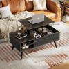 imageWLIVE Coffee Table Lift Top Coffee Table with 2 Drawers Large Hidden Compartment and Open Storage Shelf Lift Tabletop Dining Table for Living Room EspressoCharcoal Black