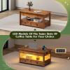 imageWLIVE Coffee Table Lift Top Coffee Table with 2 Drawers Large Hidden Compartment and Open Storage Shelf Lift Tabletop Dining Table for Living Room EspressoRustic Brown