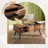 imageWLIVE Coffee Table Lift Top Coffee Table with 2 Drawers Large Hidden Compartment and Open Storage Shelf Lift Tabletop Dining Table for Living Room EspressoRetro Brown
