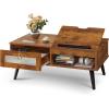 imageWLIVE Coffee Table for Living Room Small Coffee Table with Storage Lift Top Modern Wooden Dining Center Table with Storage Shelf amp Hidden Compartment 315 BlackRustic Brown
