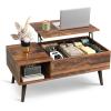 imageWLIVE Coffee Table for Living Room Small Coffee Table with Storage Lift Top Modern Wooden Dining Center Table with Storage Shelf amp Hidden Compartment 315 BlackRustic Brown