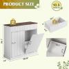 imageWLIVE Double Tilt Out Trash Can Cabinet 2  10 Gallon Hidden Laundry Hamper with Storage Drawers Pet Proof Wooden Trash Cabinets for Kitchen Home Laundry White