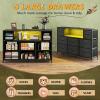 imageWLIVE Dresser TV Stand for 45 50 55 inch TV Entertainment Center with LED Lights amp Charging Station Chest of Drawers with 8 Fabric Drawers and Open Shelves for Living Room Hallway APinkCharcoal Black Wood Grain
