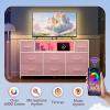 imageWLIVE Dresser TV Stand for 45 50 55 inch TV Entertainment Center with LED Lights amp Charging Station Chest of Drawers with 8 Fabric Drawers and Open Shelves for Living Room Hallway APinkApink
