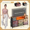 imageWLIVE Dresser TV Stand for 45 50 55 inch TV Entertainment Center with LED Lights amp Charging Station Chest of Drawers with 8 Fabric Drawers and Open Shelves for Living Room Hallway APinkPattern