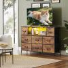imageWLIVE Dresser TV Stand for 45 50 55 inch TV Entertainment Center with LED Lights amp Charging Station Chest of Drawers with 8 Fabric Drawers and Open Shelves for Living Room Hallway APinkRustic Brown