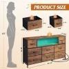 imageWLIVE Dresser TV Stand for 45 50 55 inch TV Entertainment Center with LED Lights amp Charging Station Chest of Drawers with 8 Fabric Drawers and Open Shelves for Living Room Hallway APinkRustic Brown