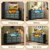 imageWLIVE Dresser TV Stand for 45 50 55 inch TV Entertainment Center with LED Lights amp Charging Station Chest of Drawers with 8 Fabric Drawers and Open Shelves for Living Room Hallway APinkTurquoise