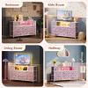 imageWLIVE Dresser TV Stand for 45 50 55 inch TV Entertainment Center with LED Lights amp Charging Station Chest of Drawers with 8 Fabric Drawers and Open Shelves for Living Room Hallway APinkTiedye Purple Print
