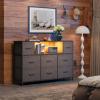 imageWLIVE Dresser TV Stand for 45 50 55 inch TV Entertainment Center with LED Lights amp Charging Station Chest of Drawers with 8 Fabric Drawers and Open Shelves for Living Room Hallway APinkDark Gray